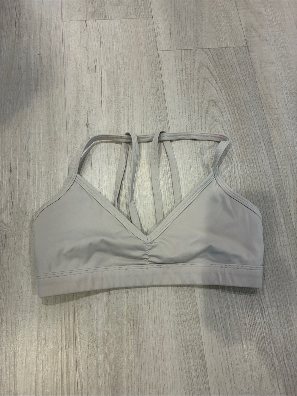 Strappy Light Gray V-Neck Sports Bralette